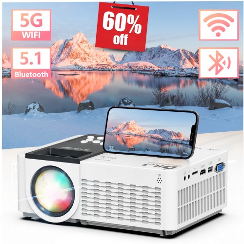 [Built-in Apps] DR. J Professional Smart Projector with Bluetooth and WiFi ,1080P HD Video Projector