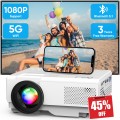 DR. J Professional Projector with WiFi and Bluetooth, 1080P Support, Auto Keystone Electric Focus, Portabe Projector for Phone/TV Stick
