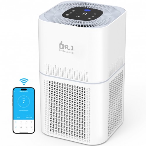 DR.J Professional WiFi Air Purifier with True HEPA Filter, 1350 sq. ft 4-Stage Auto Mode Air Cleaner for Bedroom Living Room Allergies Pets Smoke Dust Mold