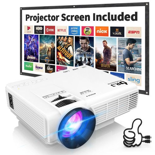 DR.J Professional  Latest Upgrade 7500Lumens Mini Projector for Outdoor Movies, Full HD 1080P 170" Display Supported, PS4,TV Stick, Smartphone, USB, SD Card Supported