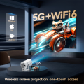 [Built in Apps] DR. J Professional Projector 4K 1080P Support, Smart Projector with WiFi and Bluetooth for Home/Outdoor/Party, Max 250" Displayed Support