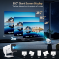 [Built in Apps] DR. J Professional Projector 4K 1080P Support, Smart Projector with WiFi and Bluetooth for Home/Outdoor/Party, Max 250" Displayed Support