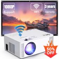 Projector with WIFI, 100" Projector Screen Included  Projector, Support 1080P